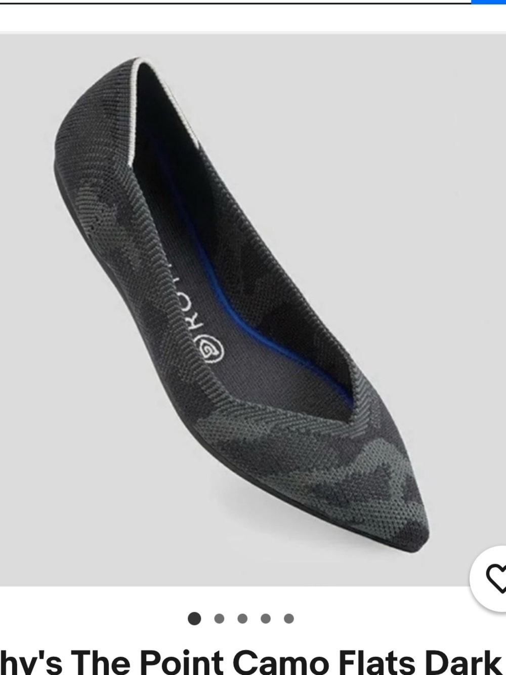 Rothy’s The Point Camo Flats Dark Grey 8.5